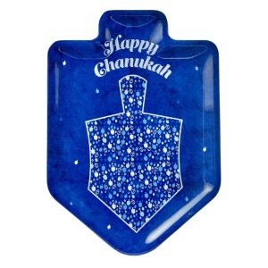 Melamine Serving Tray Dreidel Shaped Mosaic Design Blue 12"