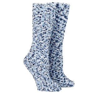 Chanukah Cozy Slipper Socks for Adults Blue Popcorn Design