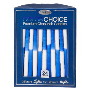 Premium Chanukah Candles Blue White 24 Count Box