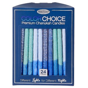 Frosted Chanukah Candles Blue 24 Count Box