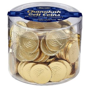 Belgian Chanukah Gelt Milk Chocolate Coins in Tub 330g