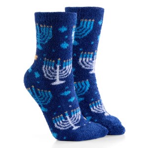 Chanukah Cozy Slipper Socks Menorah Design Kid Size 11-1