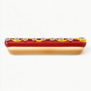 Candle Menorah Hand Painted Ceramic Hot Dog Design