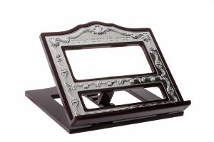 Tabletop Shtender Wood and Silver Plated with Ornate Vihagisa Bo Yomam VaLayla Design