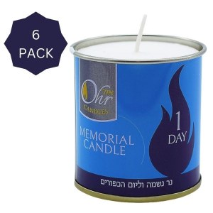 Yahrtzeit Memorial Candle in Tin 1 Day 6 Pack