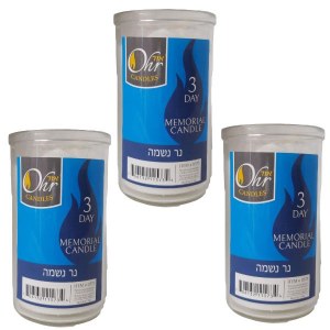 Ohr Candles 3 Day Memorial Candle Paraffin Wax in Glass Cup 3 Pack