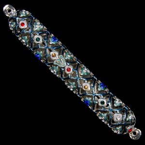 Mezuzah Case Jeweled Enamel Multi Colored Diamond Shaped Design 10cm