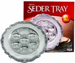 Silver Plated Seder Plate Shallow Scalloped Edge Leaf Design 15"
