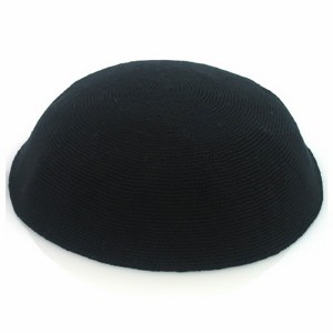 Black Fine Knitted Kippah Serugah 14cm