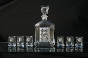 Shot Glasses Set of 6 with Square Shaped Bottle Decanter