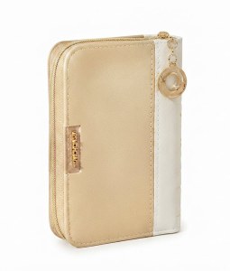 Tehillim Eis Ratzon Faux Leather Hebrew Zippered 2 Tone Design Gold Charm Cream