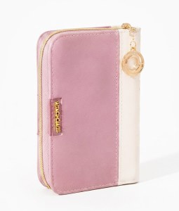 Tehillim Eis Ratzon Faux Leather Hebrew Zippered 2 Tone Design Gold Charm Pink