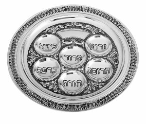 Seder Plate Silver Plated Round Filigree Design 16"