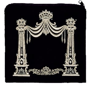 Tefillin Bag Velvet Silver Embroidered Chandeliered Chuppah Design Black