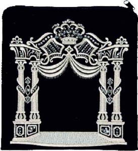 Tefillin Bag Velvet Silver Embroidered Crowned Design Black