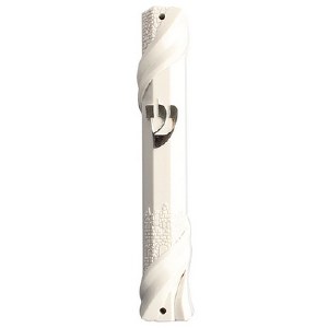 Plastic Mezuzah Case Adorned with Spiral Jerusalem Design White 12cm