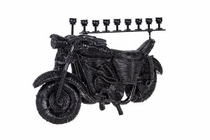 Stainless Steel Candle Menorah Black Motorcycle Design