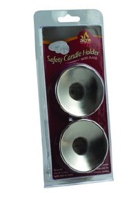 Silver Safety Candle Holder - 2 Pack