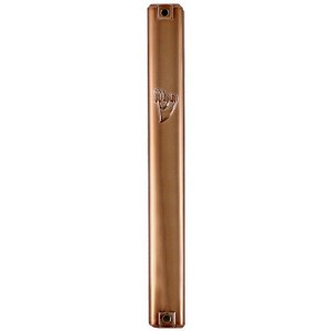 Copper Plastic Mezuzah Case Round Design - 10cm