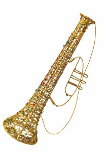 Wired Trumpet with Beads and Glitter 18" Hanging Sukkah Decoration