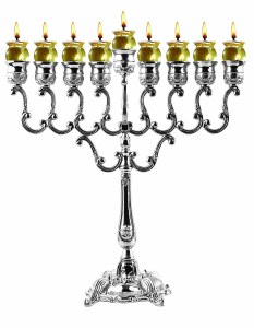 Silver Plated Oil Menorah Traditional Design 14"