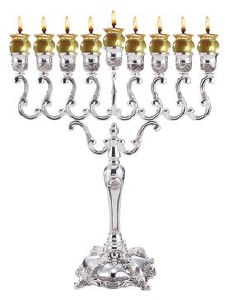 Jumbo Silver Plated Oil Menorah Classic Design