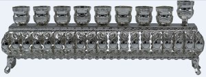 Oil Menorah Silver Plated Cups 11&quot;