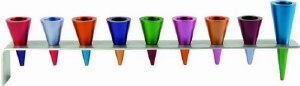 Yair Emanuel Metal Strip Cone Candle Menorah Multi Colored