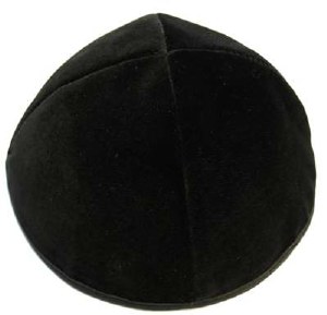 Black Velvet Kippah 4 Part with Rim Size 1