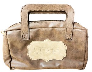 Esrog Pouch with Handle Brown Faux Leather