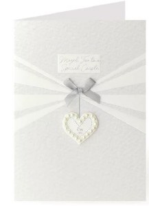 Wedding Card Heart Gem Accent Silver