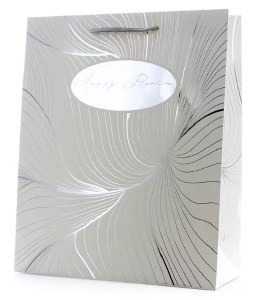 Purim Gift Bag Holographic Design Large Size Silver