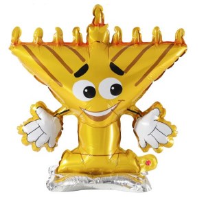 Foil Tabletop Balloon Menorah Design Chanuka Decoration Gold 20"