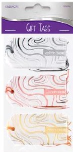 Purim Gift Tags Shiny Swirl Line Design 12 Pack