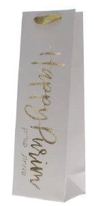 Purim Wine Bag Velvet Feel White 13.5"