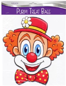 Purim Treat Bags Clown Design 6 Count
