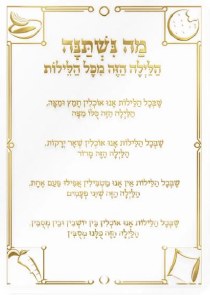 Lucite Mah Nishtanah Card Hebrew Gold
