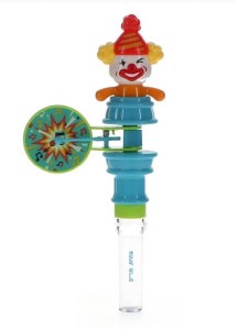 Purim Clown Noise Maker Fillable Bottom Assorted Colors Single Piece 8.7"