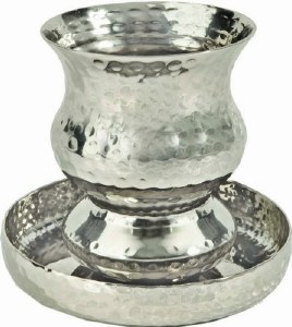 Yair Emanuel Judaica Nickel Kiddush Cup - Goblet Hammer Work