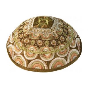 Yair Emanuel Embroidered Kippah - Magen David Gold