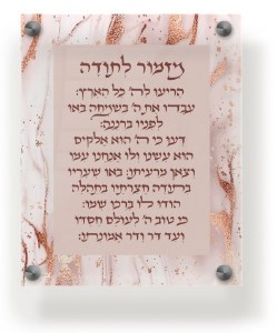 Lucite Mizmor Letoda Wall Hanging Hebrew Rose Gold 9.5&quot; x 11.5&quot;