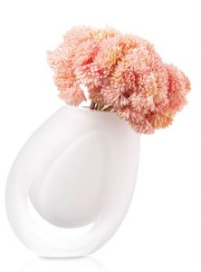 Tilt Faux Floral Vase White Pink