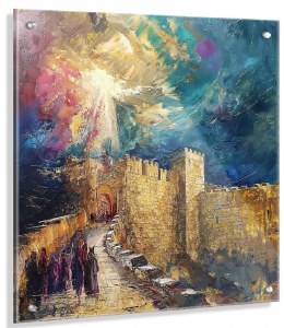 Floating Lucite Aliya LaRegel Painting Wall Hanging Artwork Metallic Gold 28" x 28"