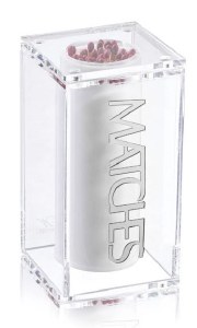 Lucite Matches Holder Suspended Design Silver