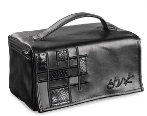 Faux Leather Esrog Box Holder Patchwork Square Design Black