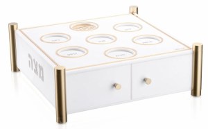 Lucite Square Seder Plate Kaarah 3 Tier Classic Design Removable Shelves Matzah Box White Gold 14" x 14"