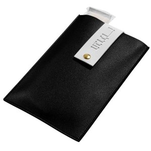 Leather Havdallah Set in Pouch Ashkenaz Black 5.75" x 9"