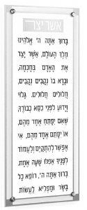 Lucite Asher Yatzar Wall Hanging Plaque Hebrew Classic 2.0 Basics Design Silver 6" x 14"