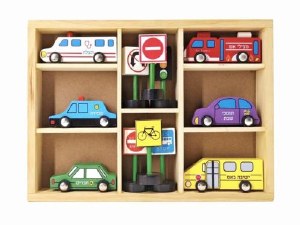 Wooden Mitzvah Vehicle and Traffic Sign 12 Piece Set