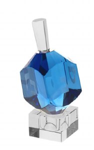 Crystal Dreidel Nugget with Stand Blue